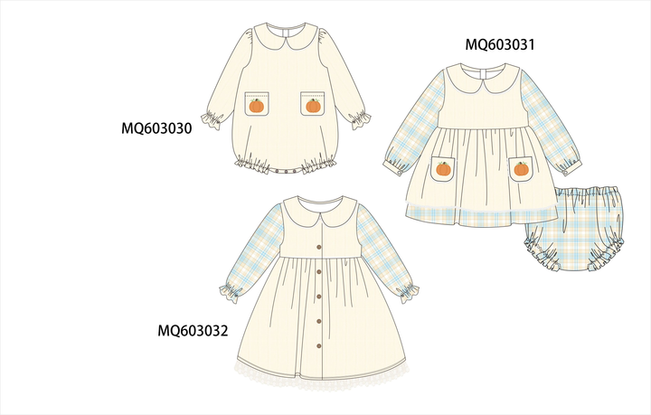 PO84 Beige pumpkin embroidery plaid collection- ETA Sept