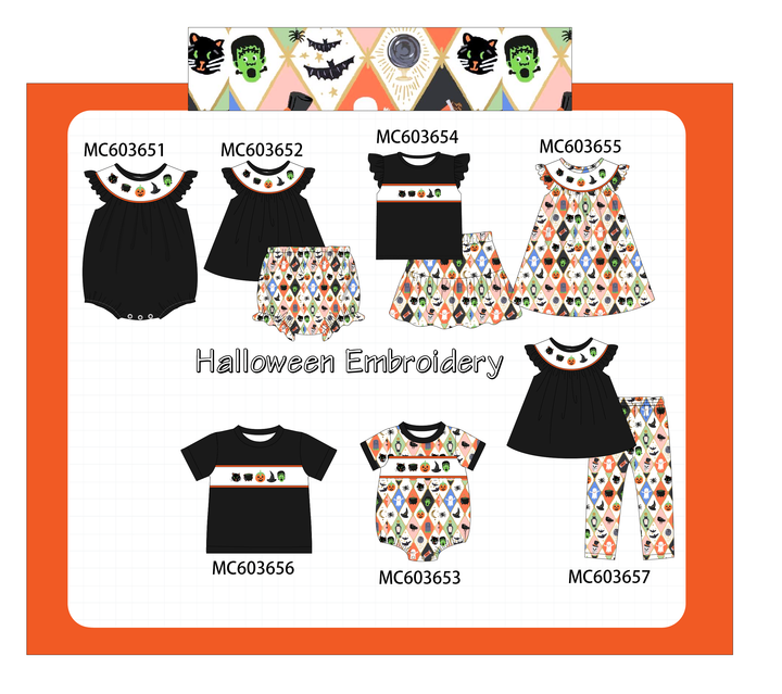 PO85 Black halloween pumpkin embroidery collection- ETA Sept