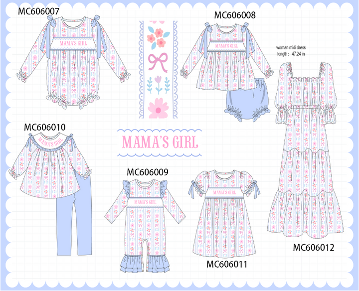 PO95 Blue MAMA'S GIRL embroidery floral collection-ETA December