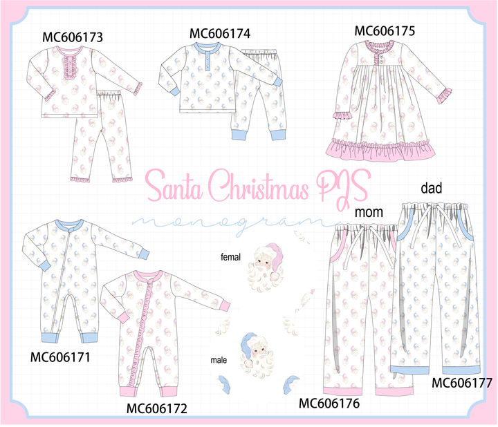 PO95 Blue&pink christmas santa claus pajama collection- ETA December