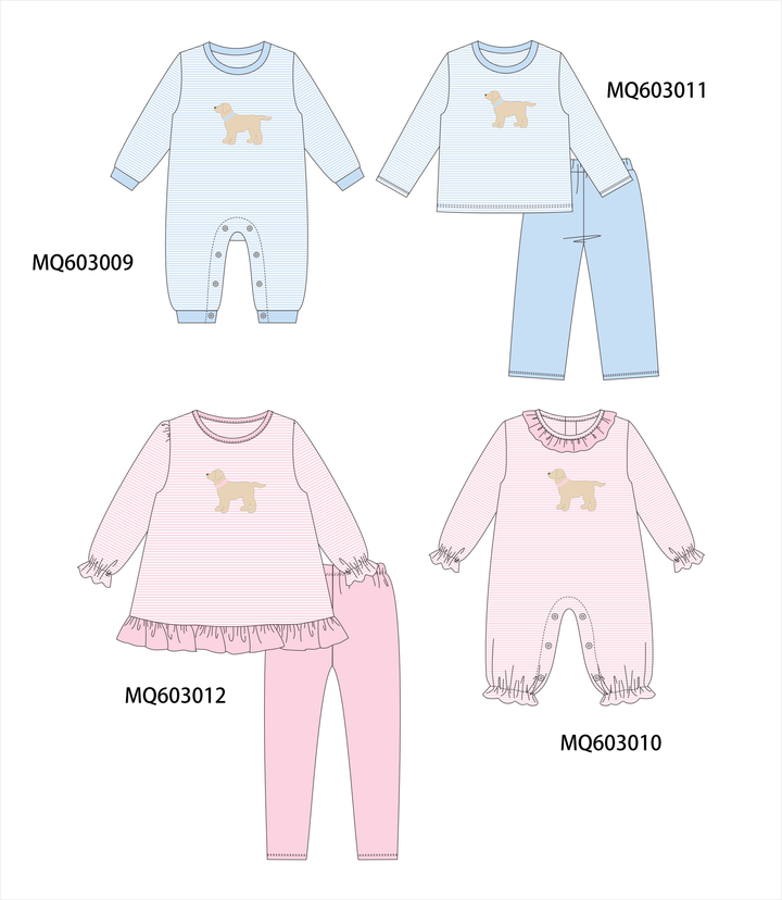 PO84 Blue&pink puppy embroidery stripe collection- ETA Sept