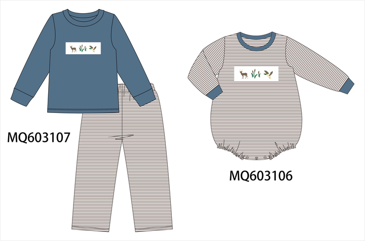 PO84 Blue hunting embroidery stripe collection- ETA Sept