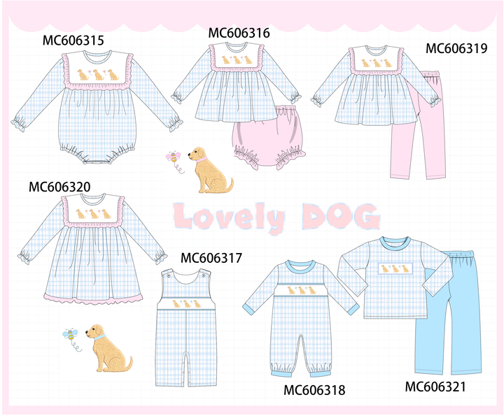 PO95 Blue puppy embroidery plaid collection- ETA December