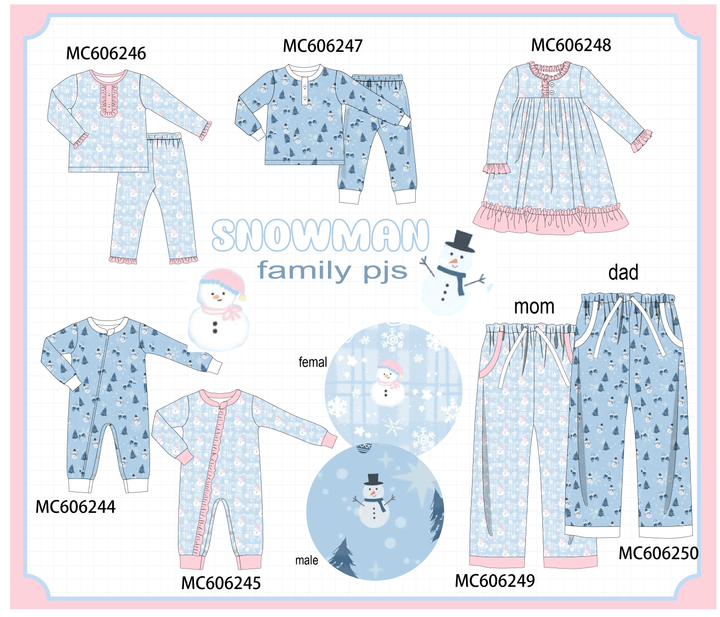 PO95 Blue snowman print pajama collection- ETA December