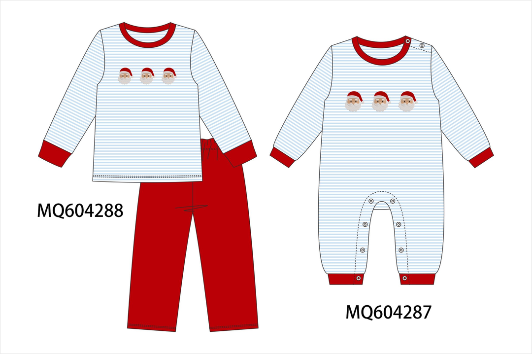 PO89 Blue stripe christmas santa claus embroidery collection- ETA Sept.