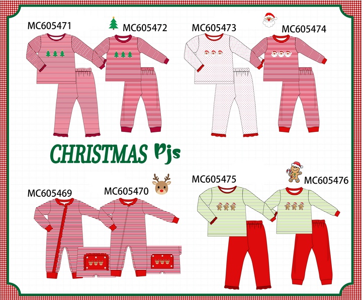 PO93 Christmas stripe tree santa reindeer gingerbread embroidery collection-ETA December