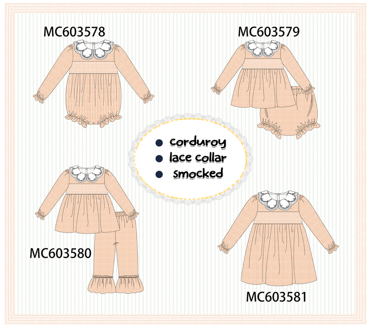 PO85 Coral corduroy smocked lace collar collection- ETA Sept