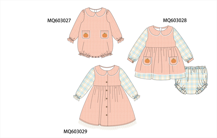 PO84 Coral pumpkin embroidery plaid collection- ETA Sept