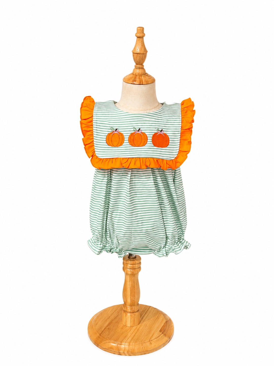 SAGE PINK BOW EMBROIDERED PUMPKINS BUBBLE