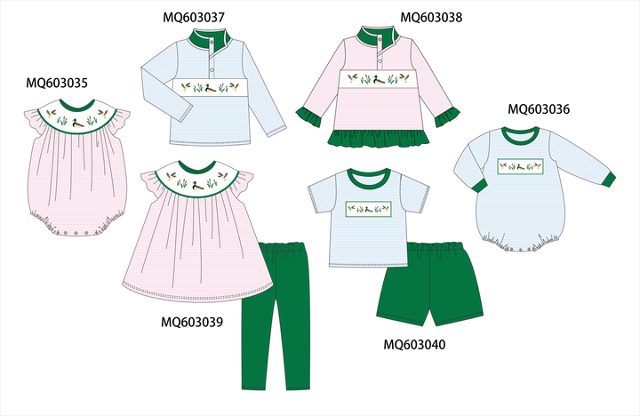 PO84 Green&pink duck embroidery stripe collection- ETA Sept