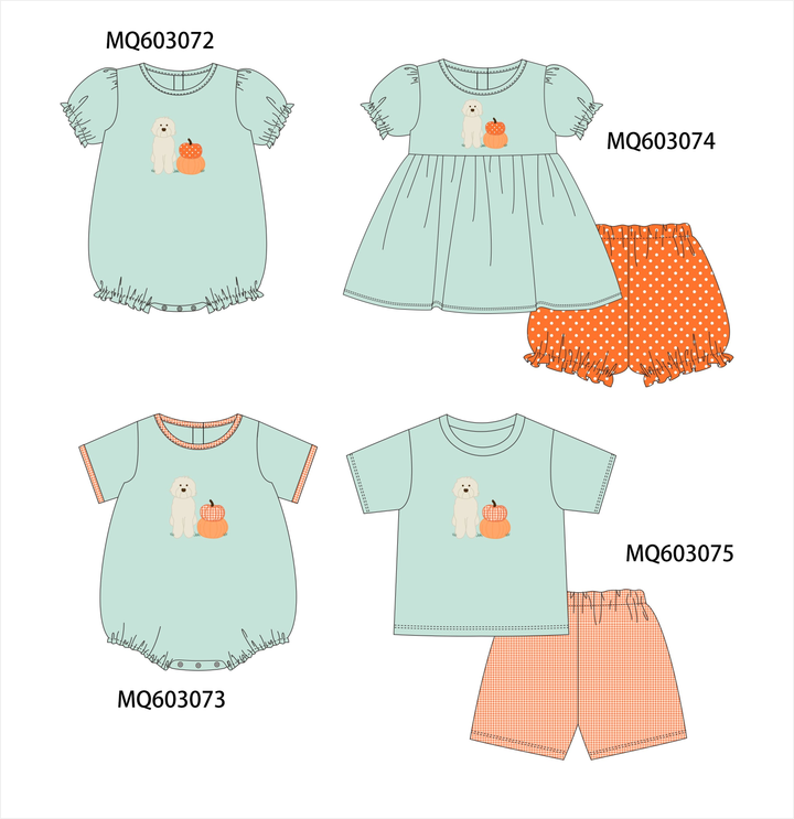 PO84 Green puppy pumpkin embroidery collection- ETA Sept