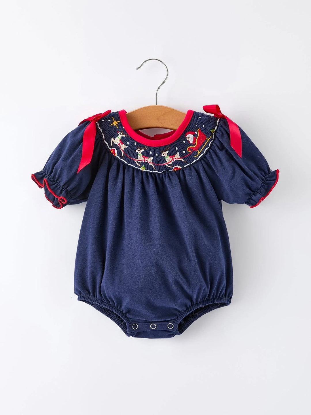 Christmas Holiday Celebration Bubble Navy with Santa Sleigh