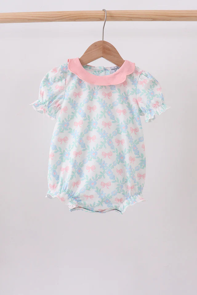 Pink Floral Bow Print Bubble