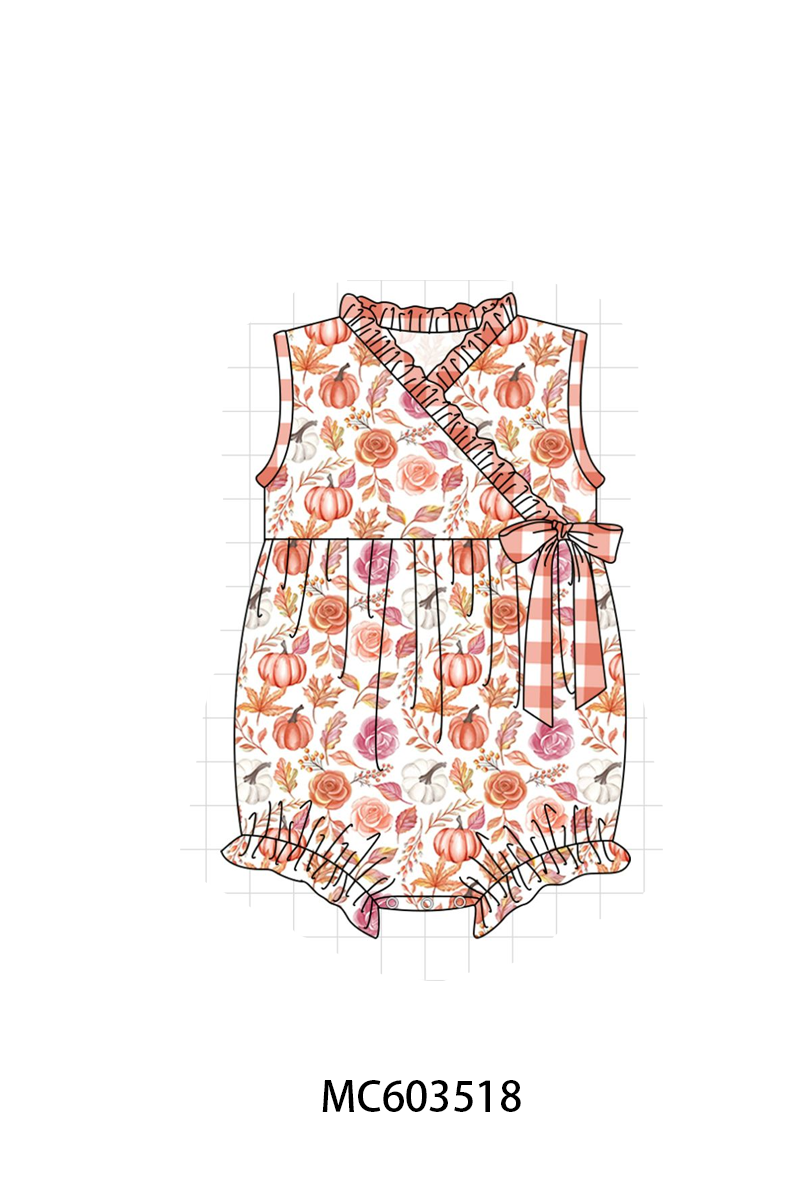 PO85 Pumpkin rose leaves print ruffle collection- ETA Sept