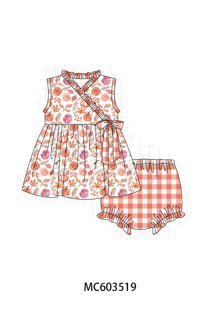 PO85 Pumpkin rose leaves print ruffle collection- ETA Sept