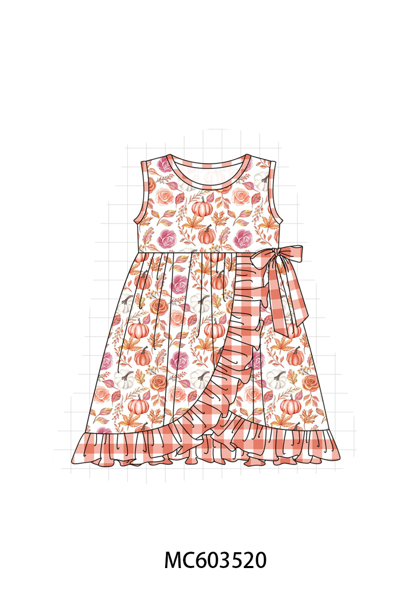 PO85 Pumpkin rose leaves print ruffle collection- ETA Sept