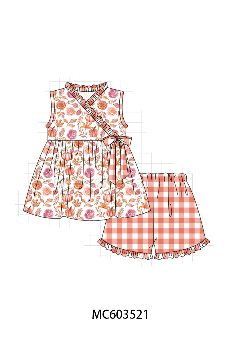 PO85 Pumpkin rose leaves print ruffle collection- ETA Sept