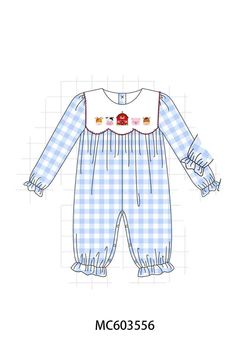 PO85 Blue farm embroidery gingham collection- ETA Sept