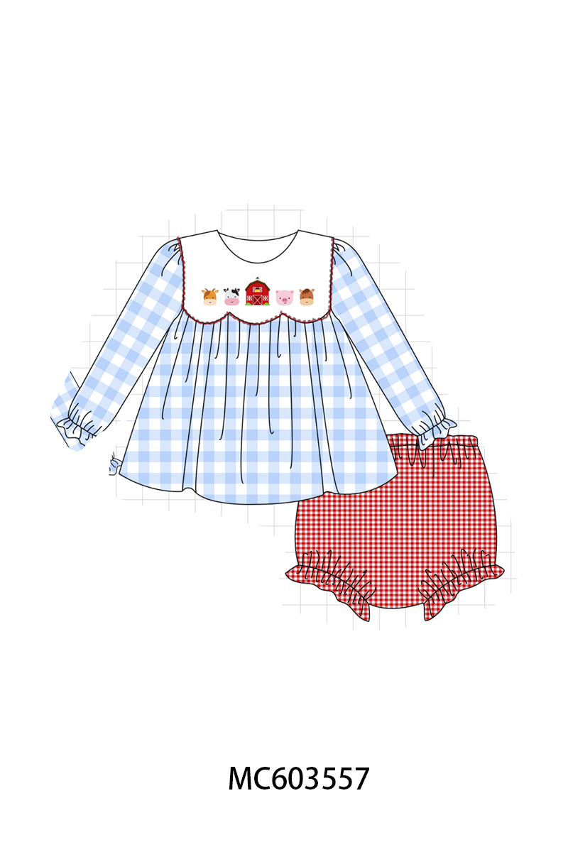 PO85 Blue farm embroidery gingham collection- ETA Sept