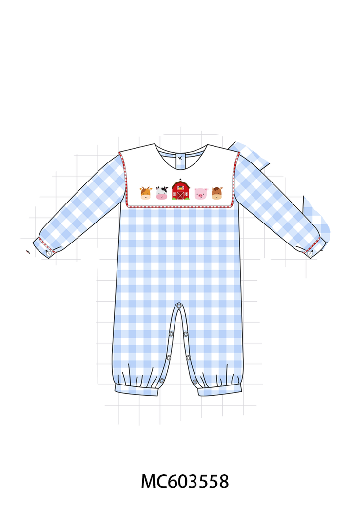 PO85 Blue farm embroidery gingham collection- ETA Sept
