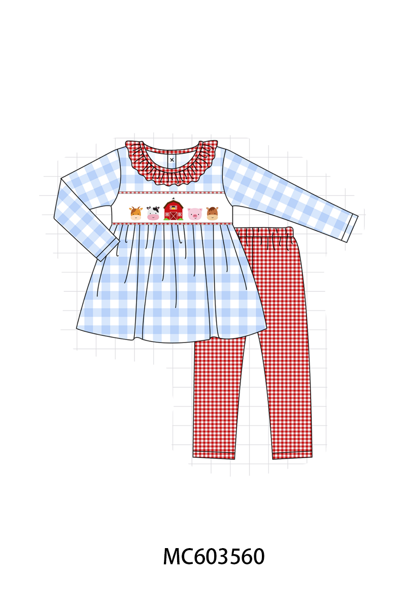 PO85 Blue farm embroidery gingham collection- ETA Sept