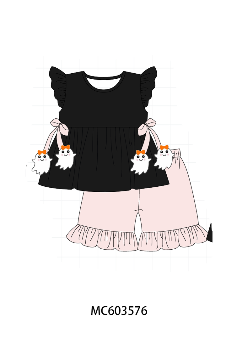PO85 Black halloween ghost bow ruffle collection- ETA Sept