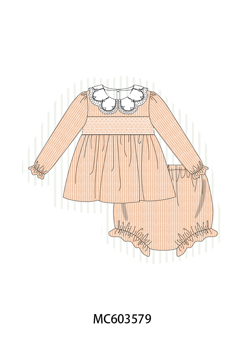 PO85 Coral corduroy smocked lace collar collection- ETA Sept
