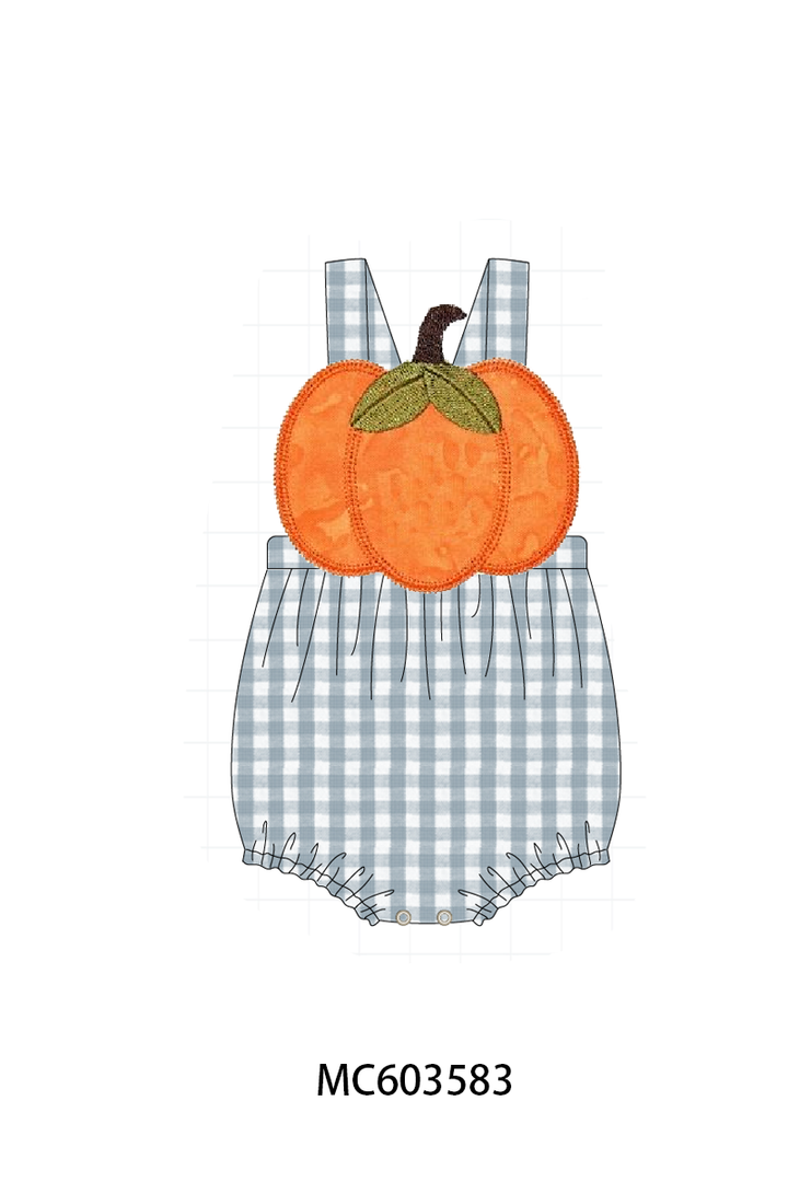 PO85 Orange pumpkin applique gingham collection- ETA Sept