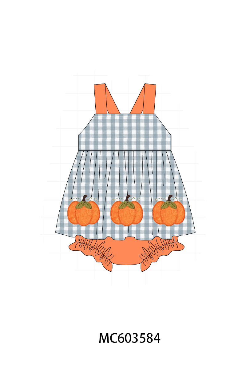 PO85 Orange pumpkin applique gingham collection- ETA Sept