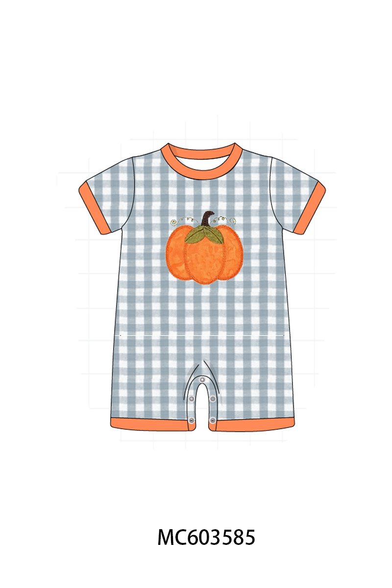 PO85 Orange pumpkin applique gingham collection- ETA Sept