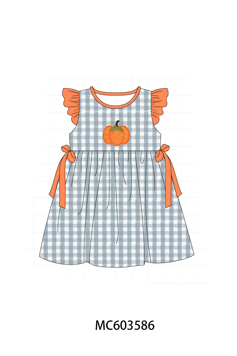 PO85 Orange pumpkin applique gingham collection- ETA Sept