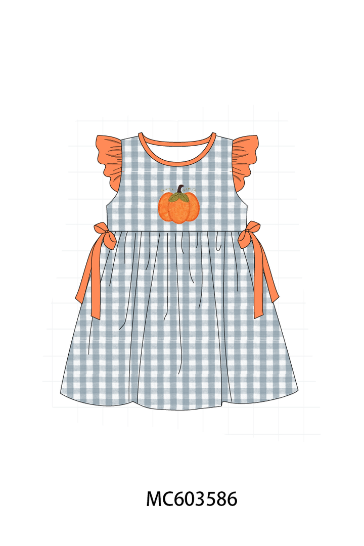 PO85 Orange pumpkin applique gingham collection- ETA Sept