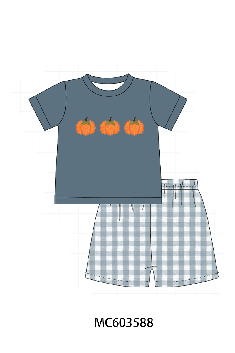 PO85 Orange pumpkin applique gingham collection- ETA Sept