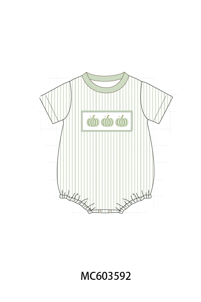 PO85 Sage pumpkin bow embroidery stripe ruffle collection- ETA Sept