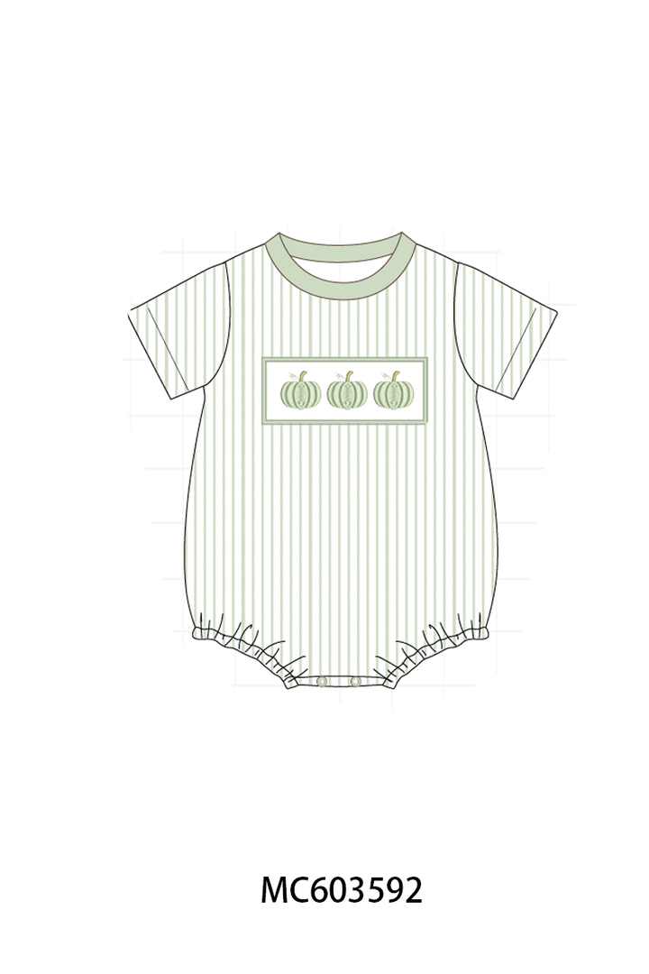 PO85 Sage pumpkin bow embroidery stripe ruffle collection- ETA Sept