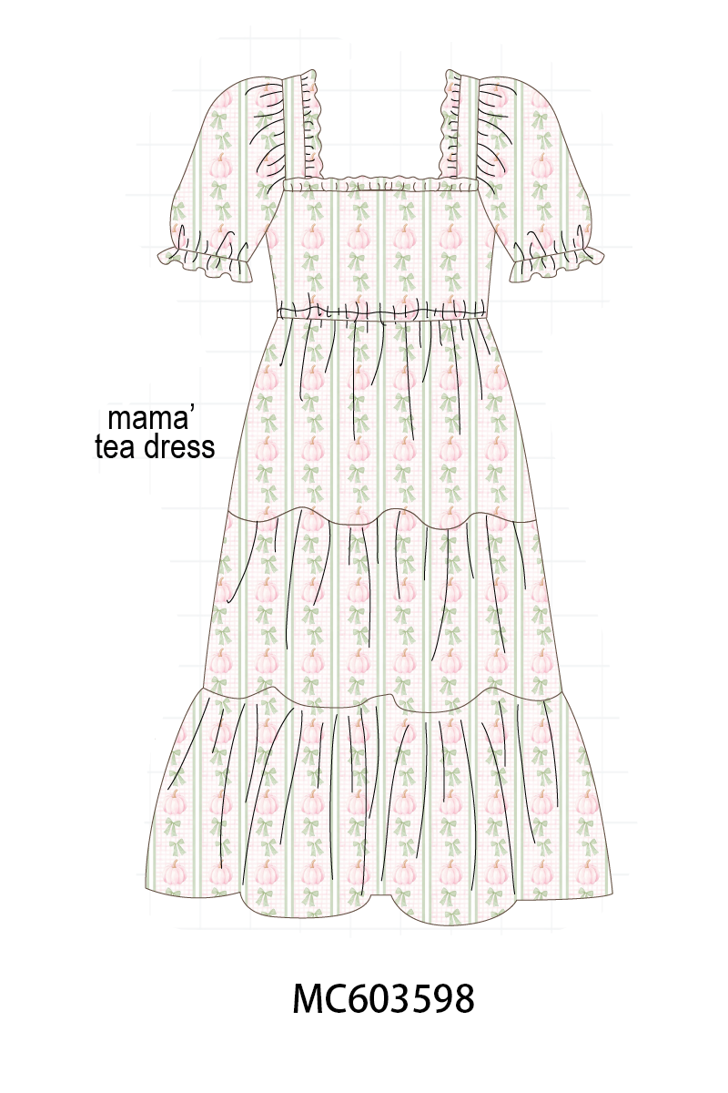 PO85 Sage pumpkin bow embroidery stripe ruffle collection- ETA Sept