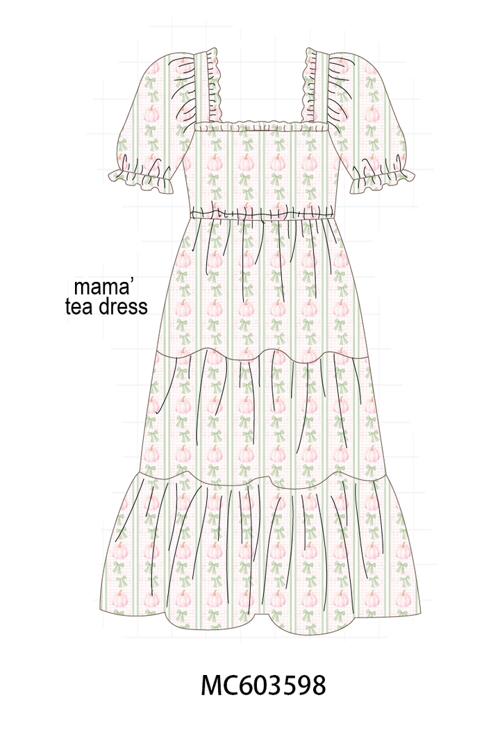 PO85 Sage pumpkin bow embroidery stripe ruffle collection- ETA Sept