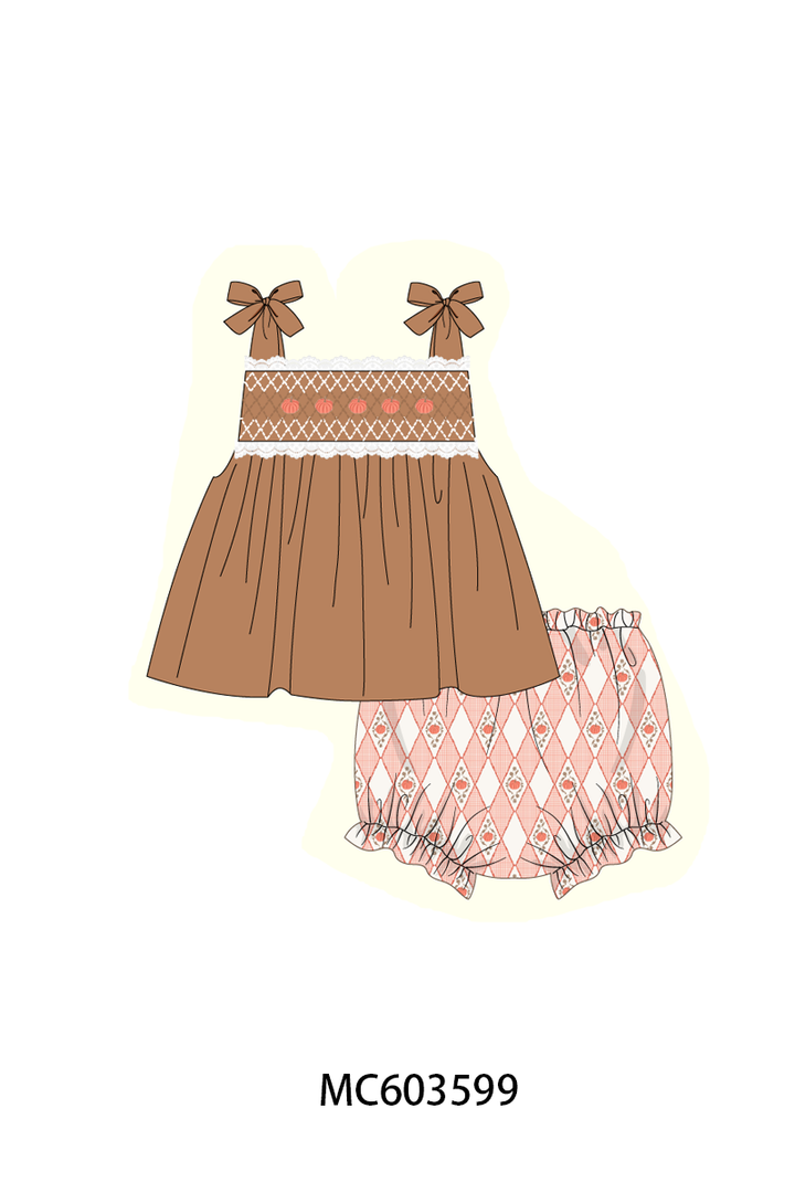 PO85 Brown pumpkin smocked lace collection- ETA Sept