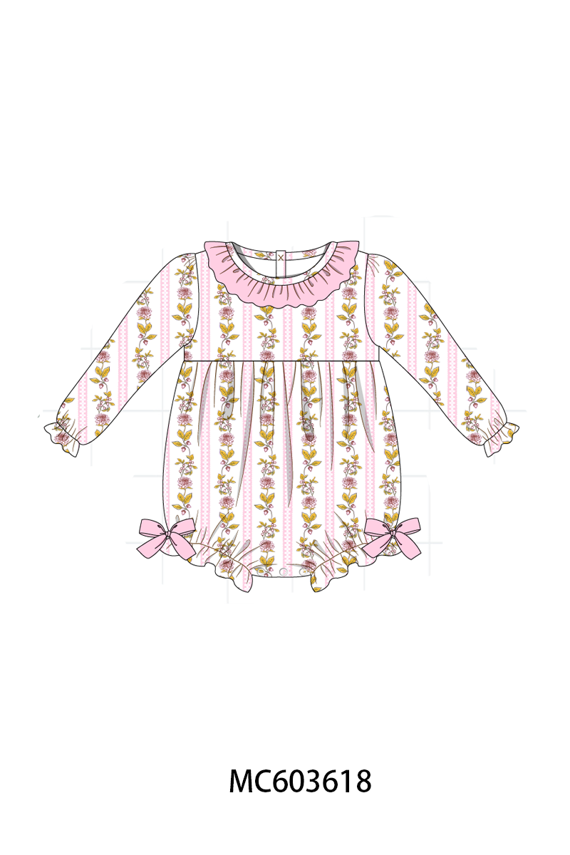 PO85 Pink rose stripe print ruffle collection- ETA Sept
