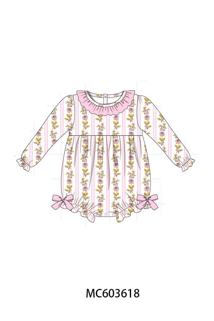 PO85 Pink rose stripe print ruffle collection- ETA Sept
