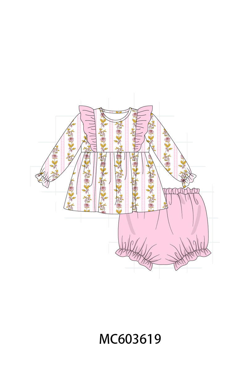PO85 Pink rose stripe print ruffle collection- ETA Sept
