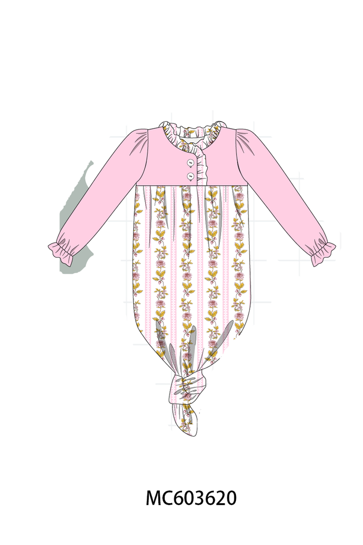 PO85 Pink rose stripe print ruffle collection- ETA Sept