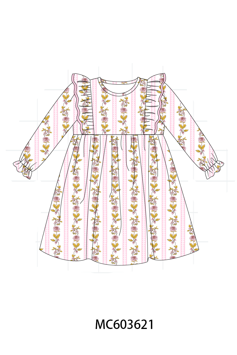PO85 Pink rose stripe print ruffle collection- ETA Sept