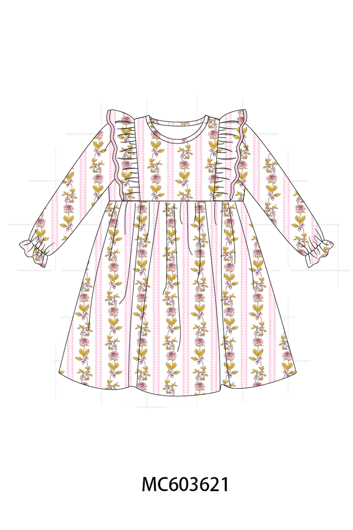 PO85 Pink rose stripe print ruffle collection- ETA Sept