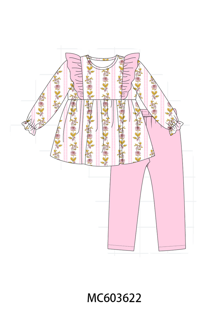 PO85 Pink rose stripe print ruffle collection- ETA Sept