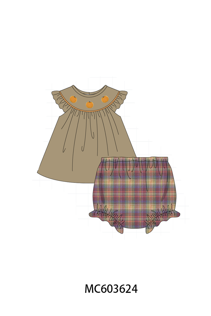 PO85 Camel pumpkin embroidery ruffle collection- ETA Sept