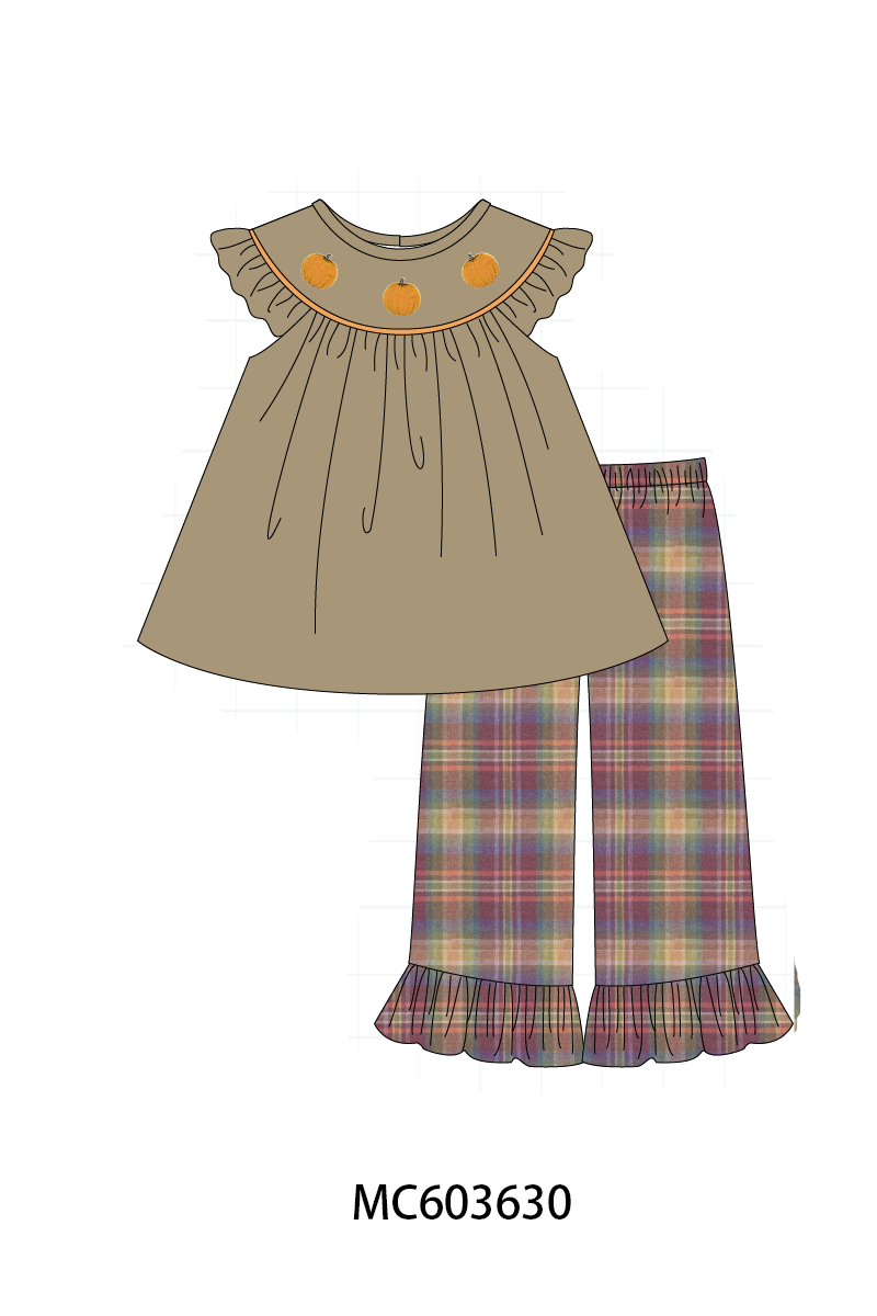 PO85 Camel pumpkin embroidery ruffle collection- ETA Sept