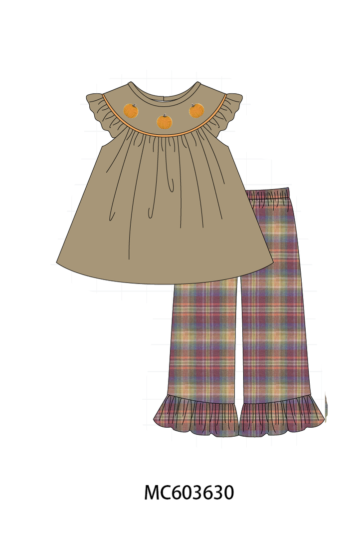 PO85 Camel pumpkin embroidery ruffle collection- ETA Sept