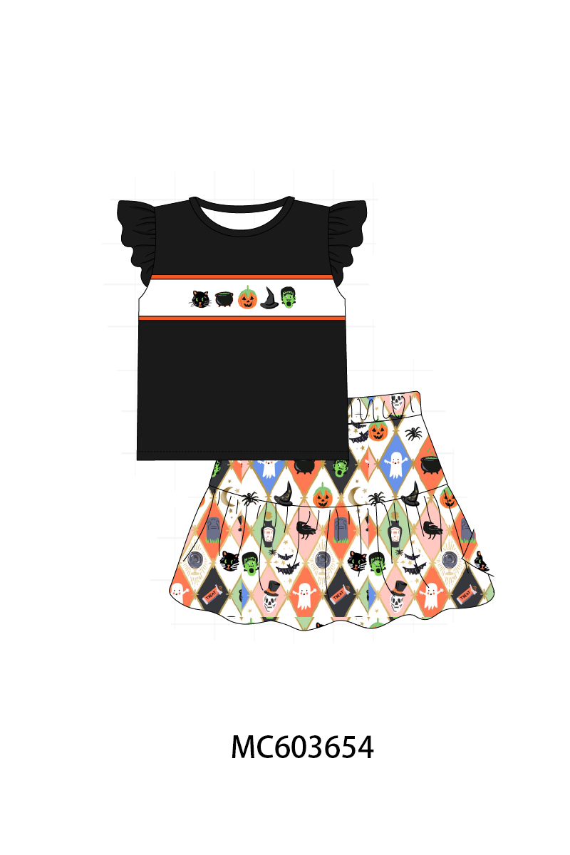 PO85 Black halloween pumpkin embroidery collection- ETA Sept