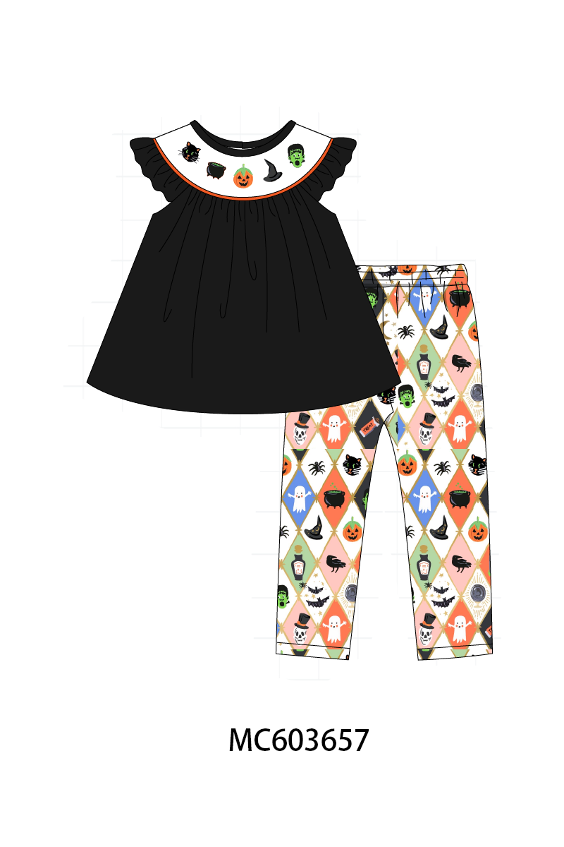 PO85 Black halloween pumpkin embroidery collection- ETA Sept